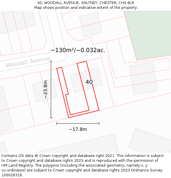 40, WOODALL AVENUE, SALTNEY, CHESTER, CH4 8LR: Plot and title map