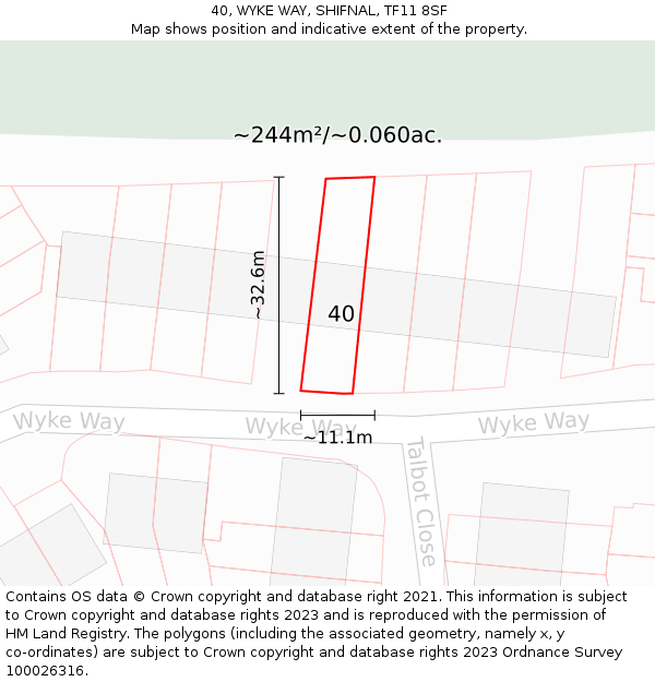 40, WYKE WAY, SHIFNAL, TF11 8SF: Plot and title map