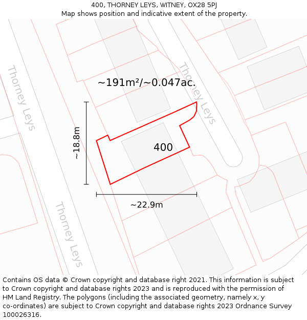 400, THORNEY LEYS, WITNEY, OX28 5PJ: Plot and title map