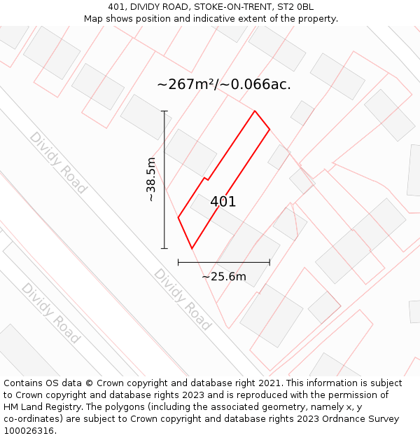 401, DIVIDY ROAD, STOKE-ON-TRENT, ST2 0BL: Plot and title map