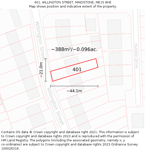 401, WILLINGTON STREET, MAIDSTONE, ME15 8HE: Plot and title map