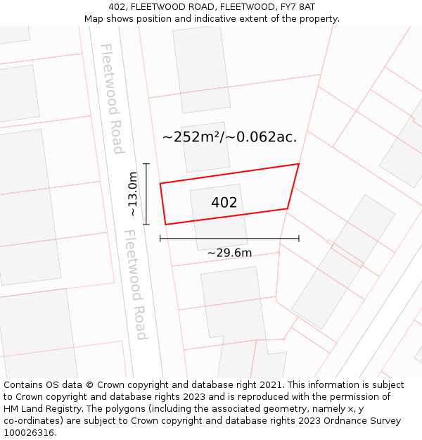 402, FLEETWOOD ROAD, FLEETWOOD, FY7 8AT: Plot and title map