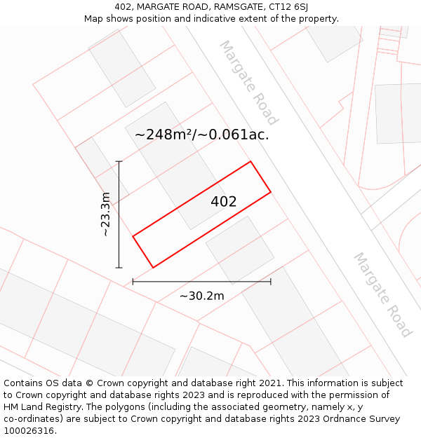 402, MARGATE ROAD, RAMSGATE, CT12 6SJ: Plot and title map