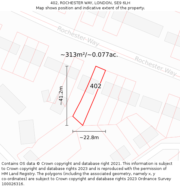 402, ROCHESTER WAY, LONDON, SE9 6LH: Plot and title map