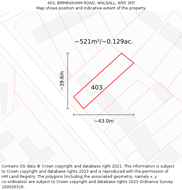 403, BIRMINGHAM ROAD, WALSALL, WS5 3NT: Plot and title map