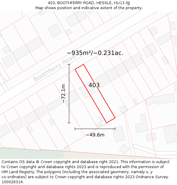 403, BOOTHFERRY ROAD, HESSLE, HU13 0JJ: Plot and title map