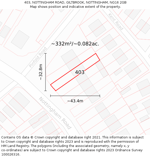 403, NOTTINGHAM ROAD, GILTBROOK, NOTTINGHAM, NG16 2GB: Plot and title map