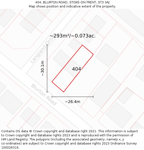 404, BLURTON ROAD, STOKE-ON-TRENT, ST3 3AJ: Plot and title map