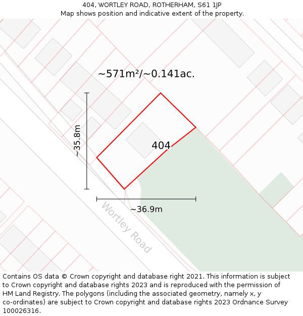 404, WORTLEY ROAD, ROTHERHAM, S61 1JP: Plot and title map