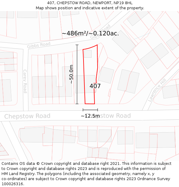 407, CHEPSTOW ROAD, NEWPORT, NP19 8HL: Plot and title map