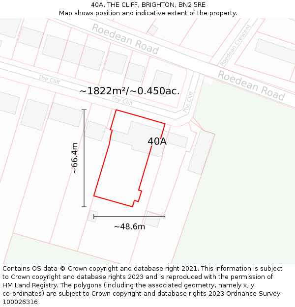 40A, THE CLIFF, BRIGHTON, BN2 5RE: Plot and title map