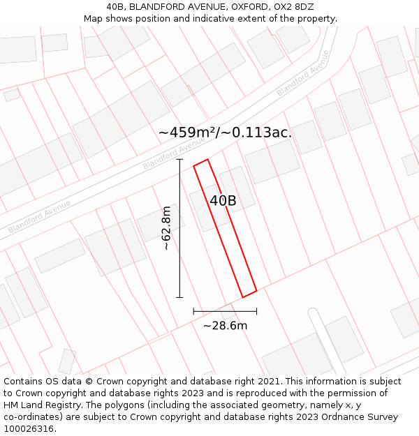 40B, BLANDFORD AVENUE, OXFORD, OX2 8DZ: Plot and title map