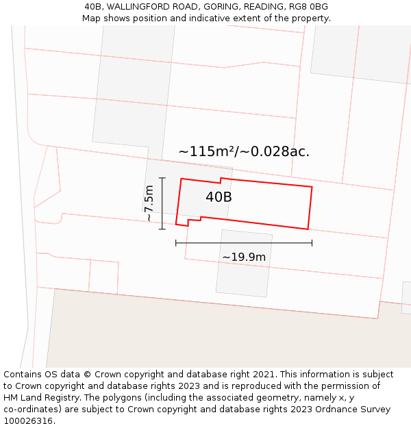 40B, WALLINGFORD ROAD, GORING, READING, RG8 0BG: Plot and title map