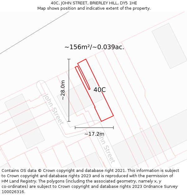 40C, JOHN STREET, BRIERLEY HILL, DY5 1HE: Plot and title map