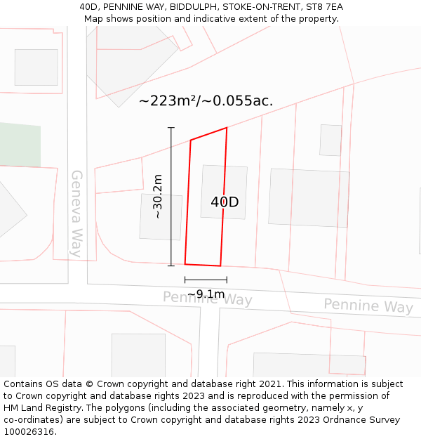 40D, PENNINE WAY, BIDDULPH, STOKE-ON-TRENT, ST8 7EA: Plot and title map