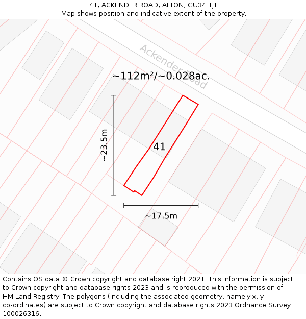 41, ACKENDER ROAD, ALTON, GU34 1JT: Plot and title map