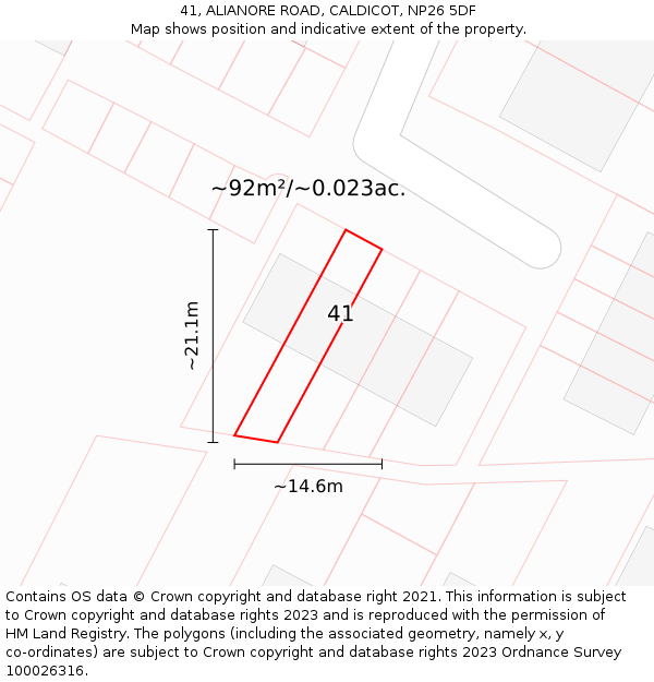 41, ALIANORE ROAD, CALDICOT, NP26 5DF: Plot and title map