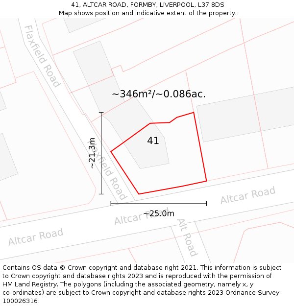 41, ALTCAR ROAD, FORMBY, LIVERPOOL, L37 8DS: Plot and title map