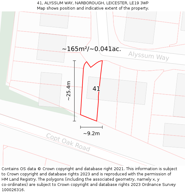 41, ALYSSUM WAY, NARBOROUGH, LEICESTER, LE19 3WP: Plot and title map