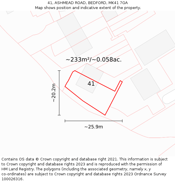 41, ASHMEAD ROAD, BEDFORD, MK41 7GA: Plot and title map