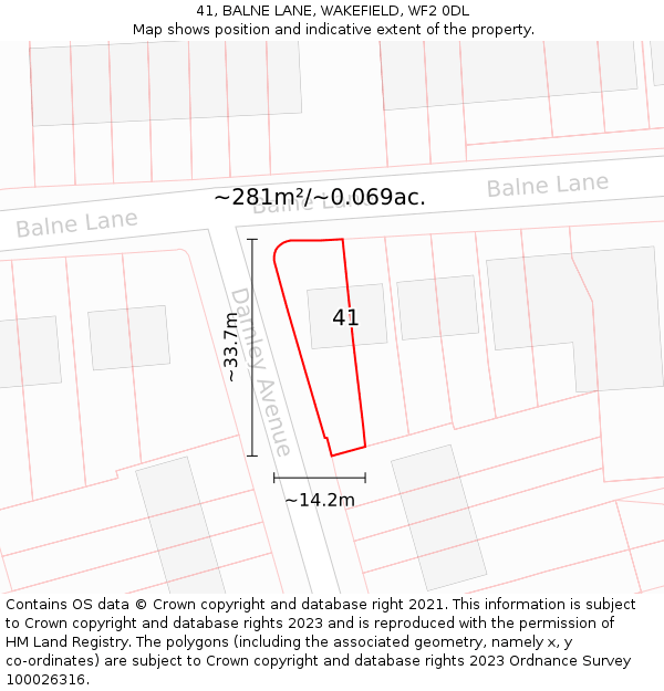41, BALNE LANE, WAKEFIELD, WF2 0DL: Plot and title map