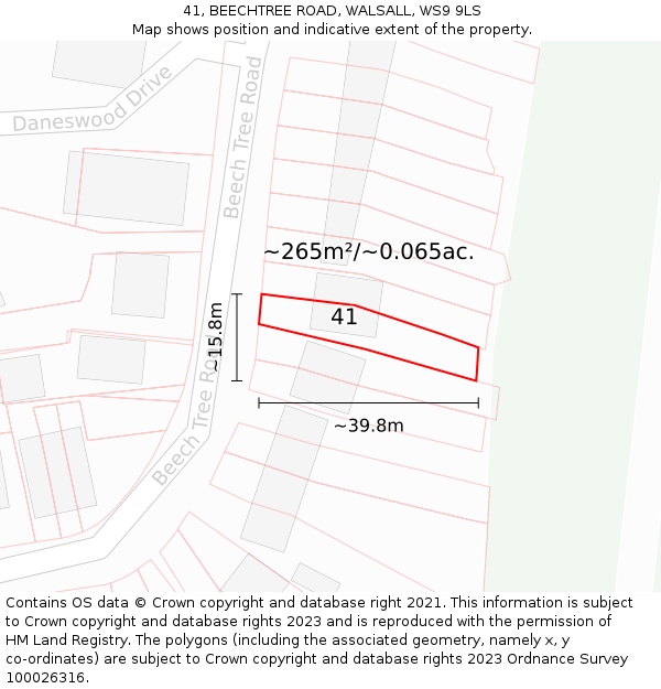 41, BEECHTREE ROAD, WALSALL, WS9 9LS: Plot and title map