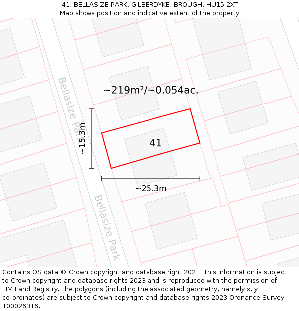 41, BELLASIZE PARK, GILBERDYKE, BROUGH, HU15 2XT: Plot and title map