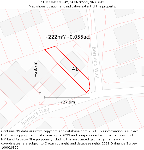 41, BERNERS WAY, FARINGDON, SN7 7NR: Plot and title map