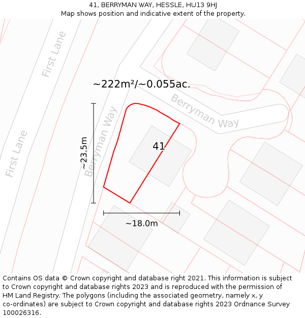 41, BERRYMAN WAY, HESSLE, HU13 9HJ: Plot and title map