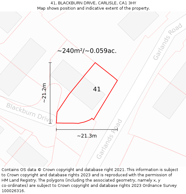 41, BLACKBURN DRIVE, CARLISLE, CA1 3HY: Plot and title map