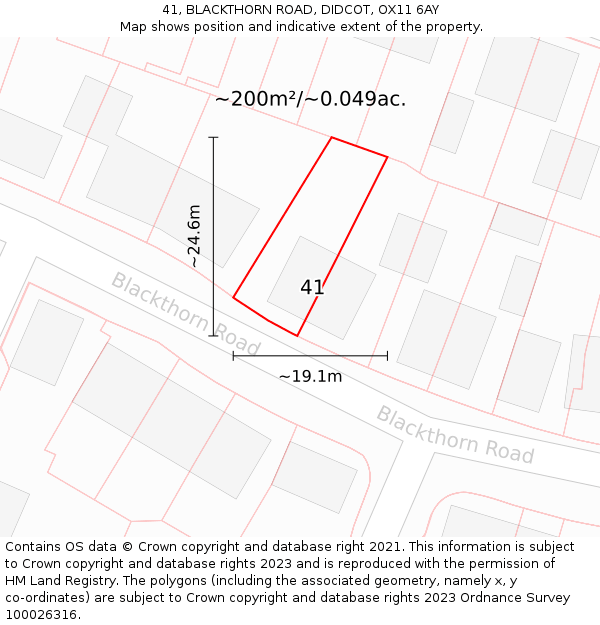 41, BLACKTHORN ROAD, DIDCOT, OX11 6AY: Plot and title map