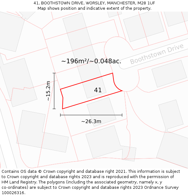 41, BOOTHSTOWN DRIVE, WORSLEY, MANCHESTER, M28 1UF: Plot and title map