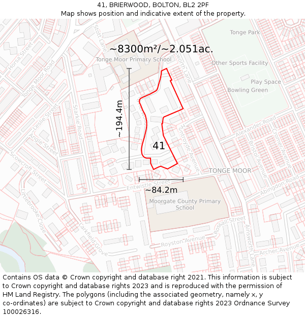 41, BRIERWOOD, BOLTON, BL2 2PF: Plot and title map