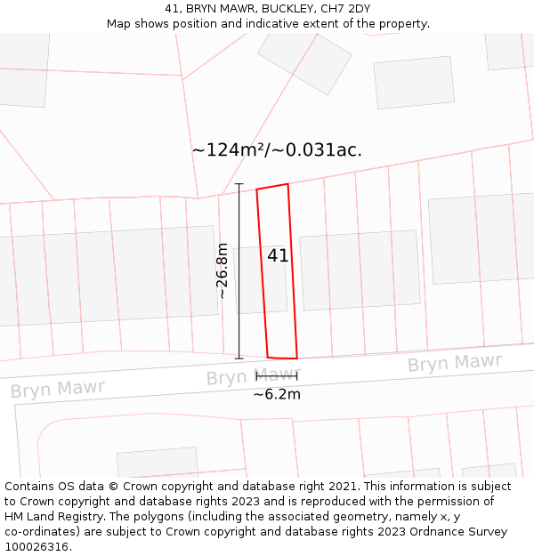 41, BRYN MAWR, BUCKLEY, CH7 2DY: Plot and title map