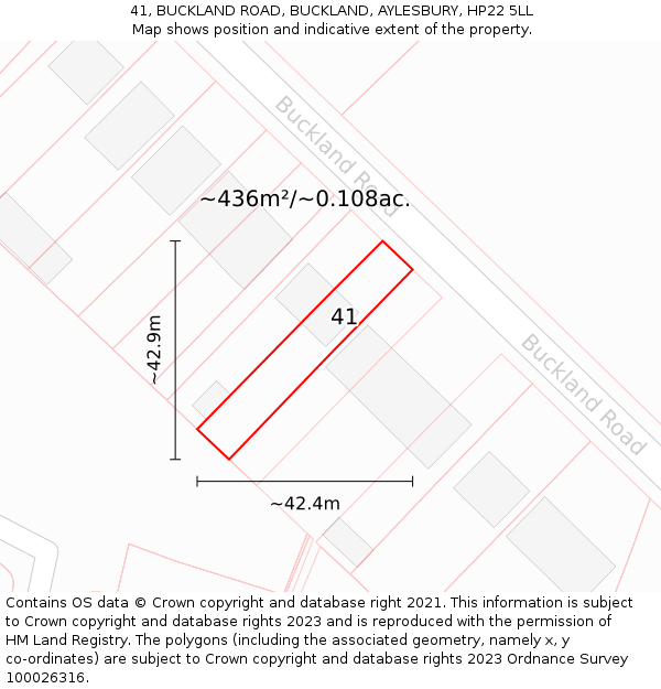 41, BUCKLAND ROAD, BUCKLAND, AYLESBURY, HP22 5LL: Plot and title map