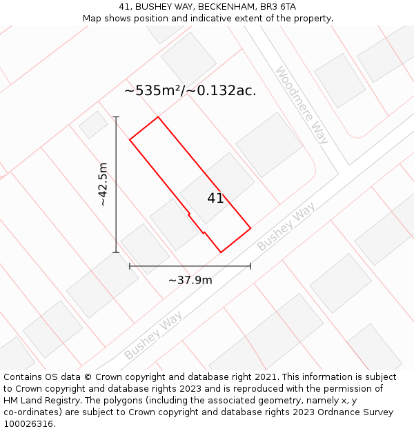 41, BUSHEY WAY, BECKENHAM, BR3 6TA: Plot and title map