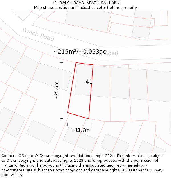 41, BWLCH ROAD, NEATH, SA11 3RU: Plot and title map