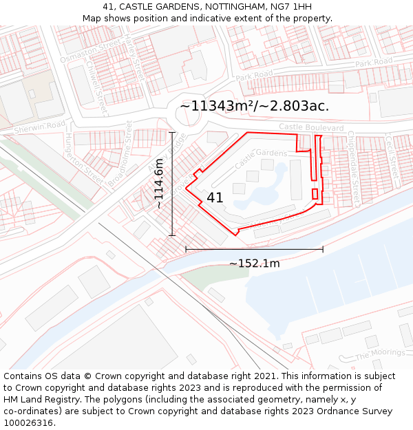 41, CASTLE GARDENS, NOTTINGHAM, NG7 1HH: Plot and title map