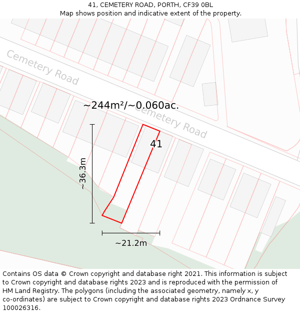 41, CEMETERY ROAD, PORTH, CF39 0BL: Plot and title map