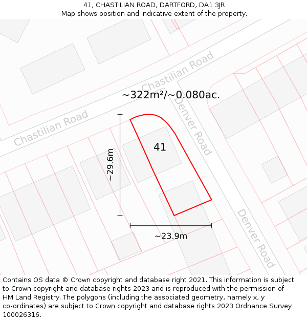 41, CHASTILIAN ROAD, DARTFORD, DA1 3JR: Plot and title map