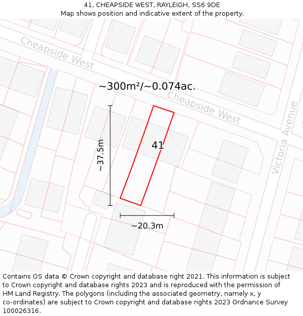 41, CHEAPSIDE WEST, RAYLEIGH, SS6 9DE: Plot and title map