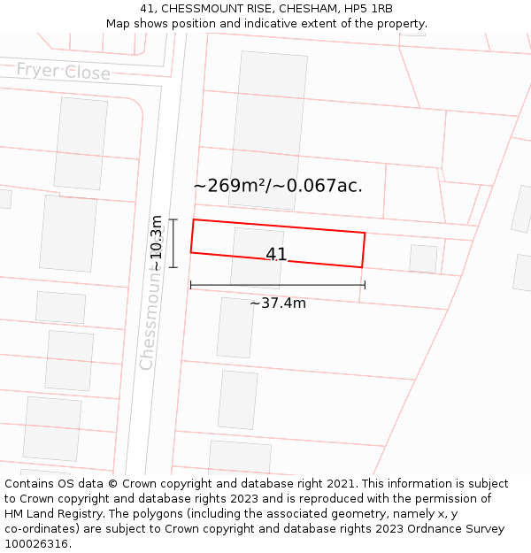 41, CHESSMOUNT RISE, CHESHAM, HP5 1RB: Plot and title map