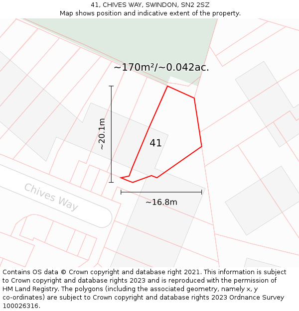 41, CHIVES WAY, SWINDON, SN2 2SZ: Plot and title map