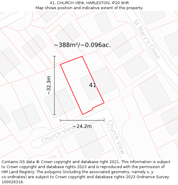41, CHURCH VIEW, HARLESTON, IP20 9HR: Plot and title map