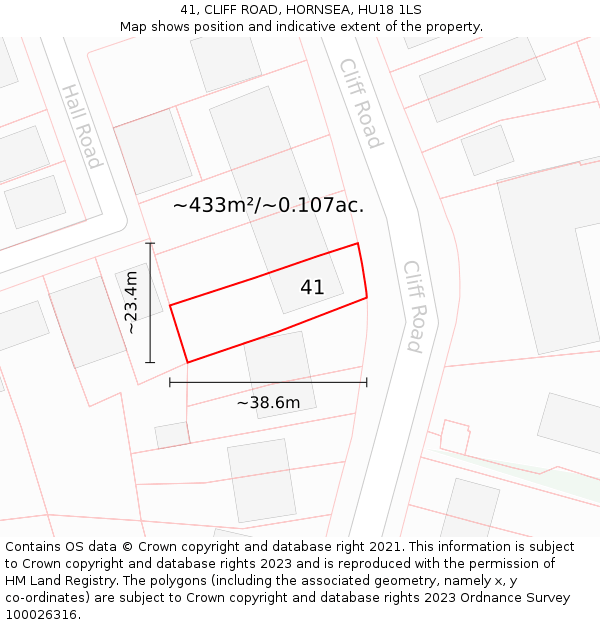 41, CLIFF ROAD, HORNSEA, HU18 1LS: Plot and title map