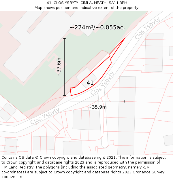 41, CLOS YSBYTY, CIMLA, NEATH, SA11 3PH: Plot and title map