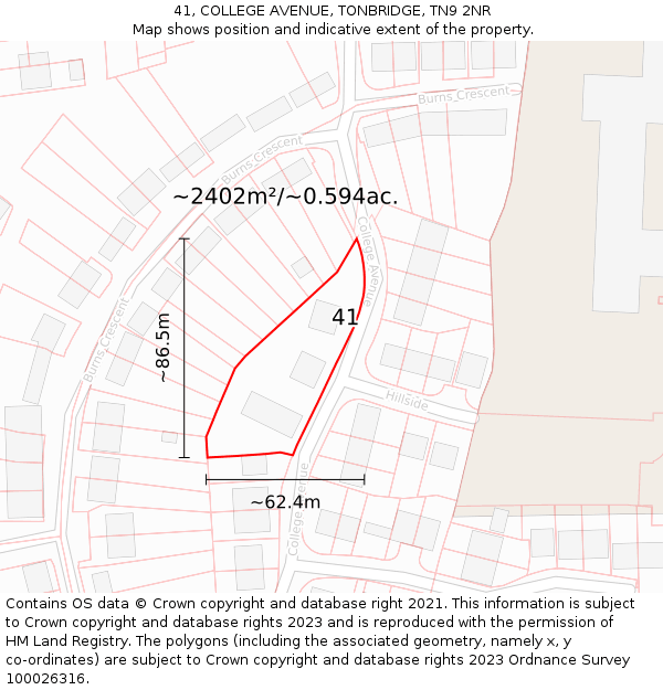 41, COLLEGE AVENUE, TONBRIDGE, TN9 2NR: Plot and title map