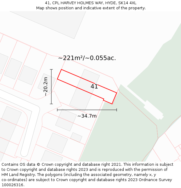 41, CPL HARVEY HOLMES WAY, HYDE, SK14 4XL: Plot and title map