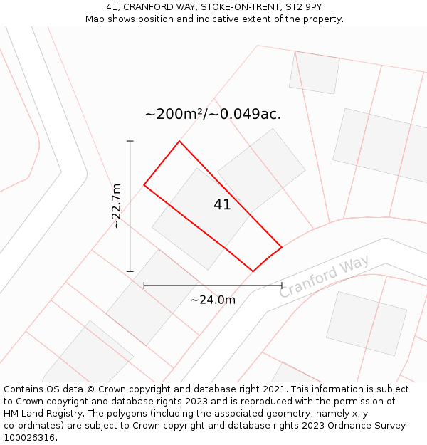 41, CRANFORD WAY, STOKE-ON-TRENT, ST2 9PY: Plot and title map