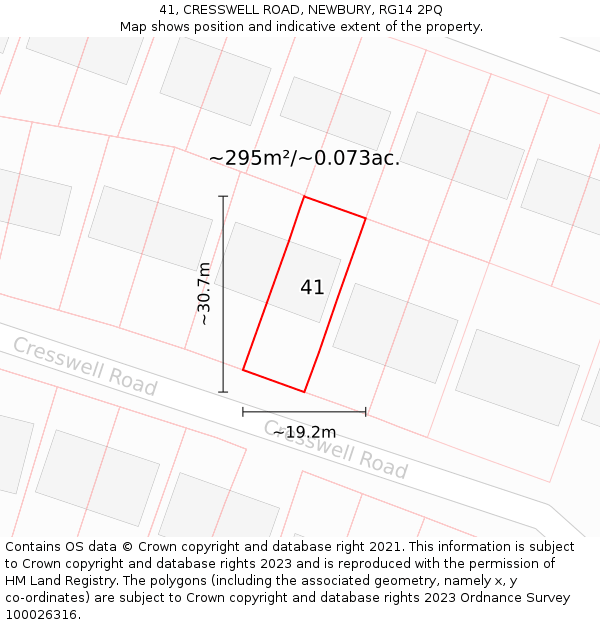 41, CRESSWELL ROAD, NEWBURY, RG14 2PQ: Plot and title map